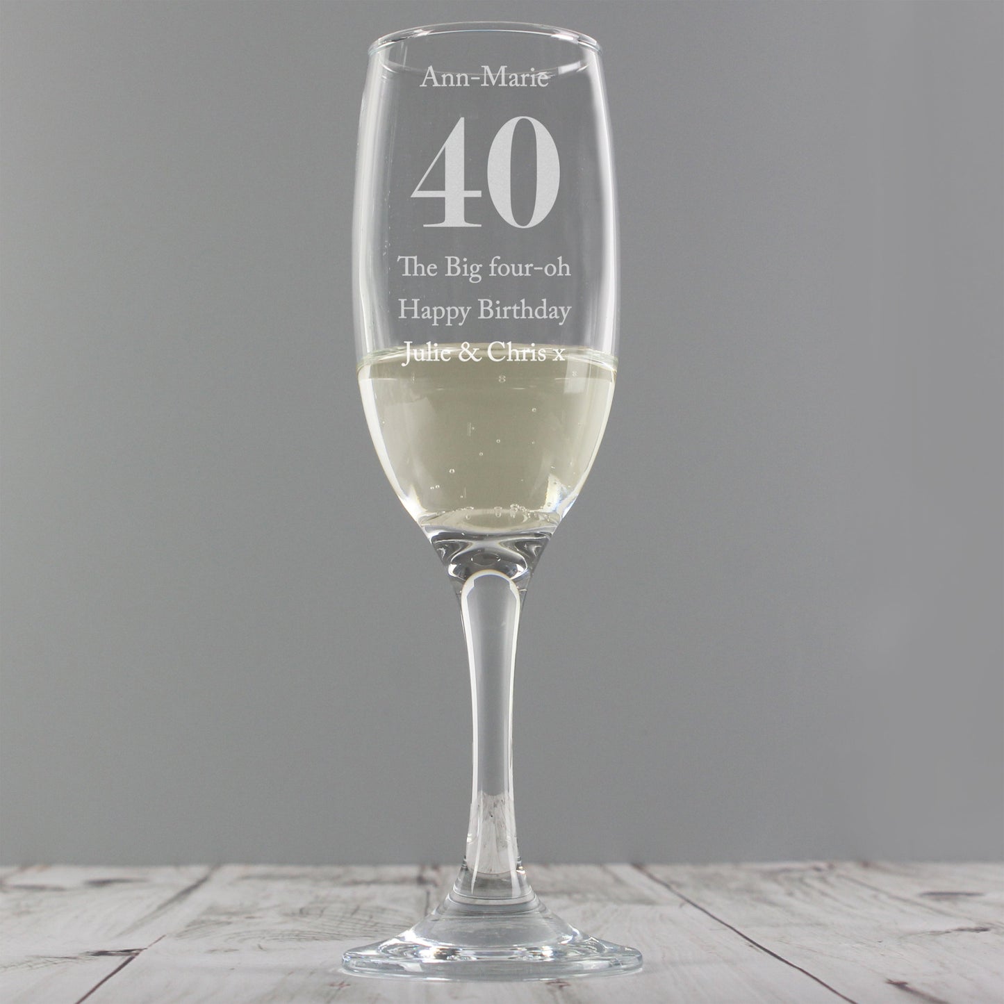 Personalised Birthday Big Age Flute: 8 - Champagne Flutes By Gift Moments