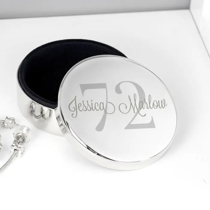Personalised Birthday Big Age Round Trinket Box: 7 - Trinket Boxes By Gift Moments