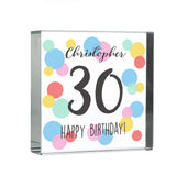 Personalised Birthday Colour Confetti Crystal Token: 3 - Crystal Tokens By Gift Moments