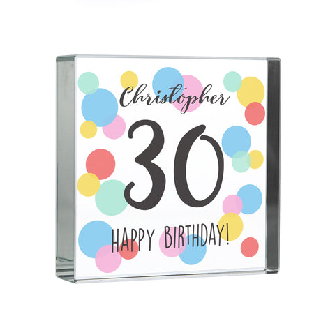 Personalised Birthday Colour Confetti Crystal Token: 3 - Crystal Tokens By Gift Moments