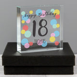 Personalised Birthday Colour Confetti Crystal Token: 1 - Crystal Tokens By Gift Moments