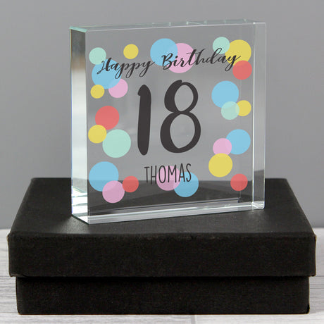 Personalised Birthday Colour Confetti Crystal Token: 1 - Crystal Tokens By Gift Moments