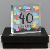 Personalised Birthday Colour Confetti Crystal Token: 5 - Crystal Tokens By Gift Moments