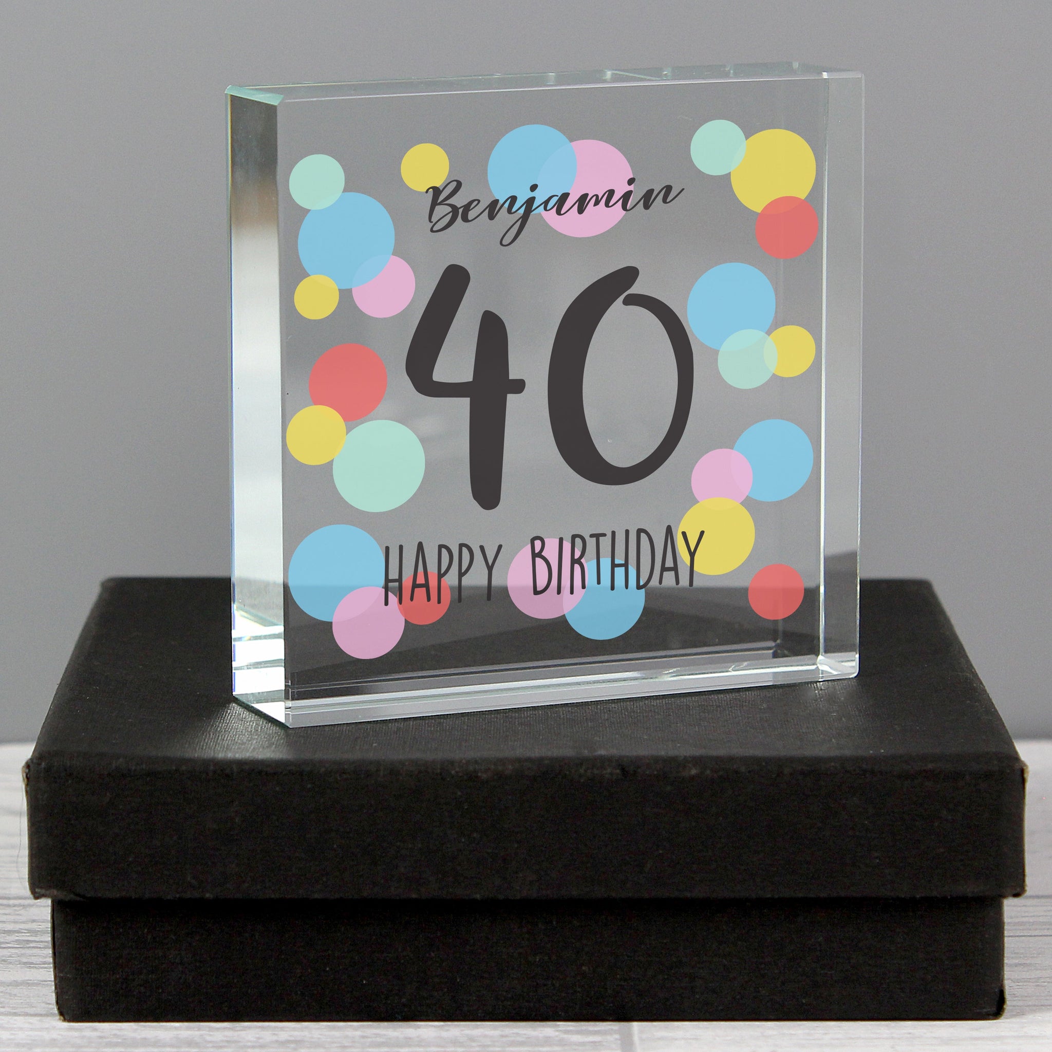Personalised Birthday Colour Confetti Crystal Token: 5 - Crystal Tokens By Gift Moments