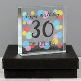 Personalised Birthday Colour Confetti Crystal Token: 4 - Crystal Tokens By Gift Moments