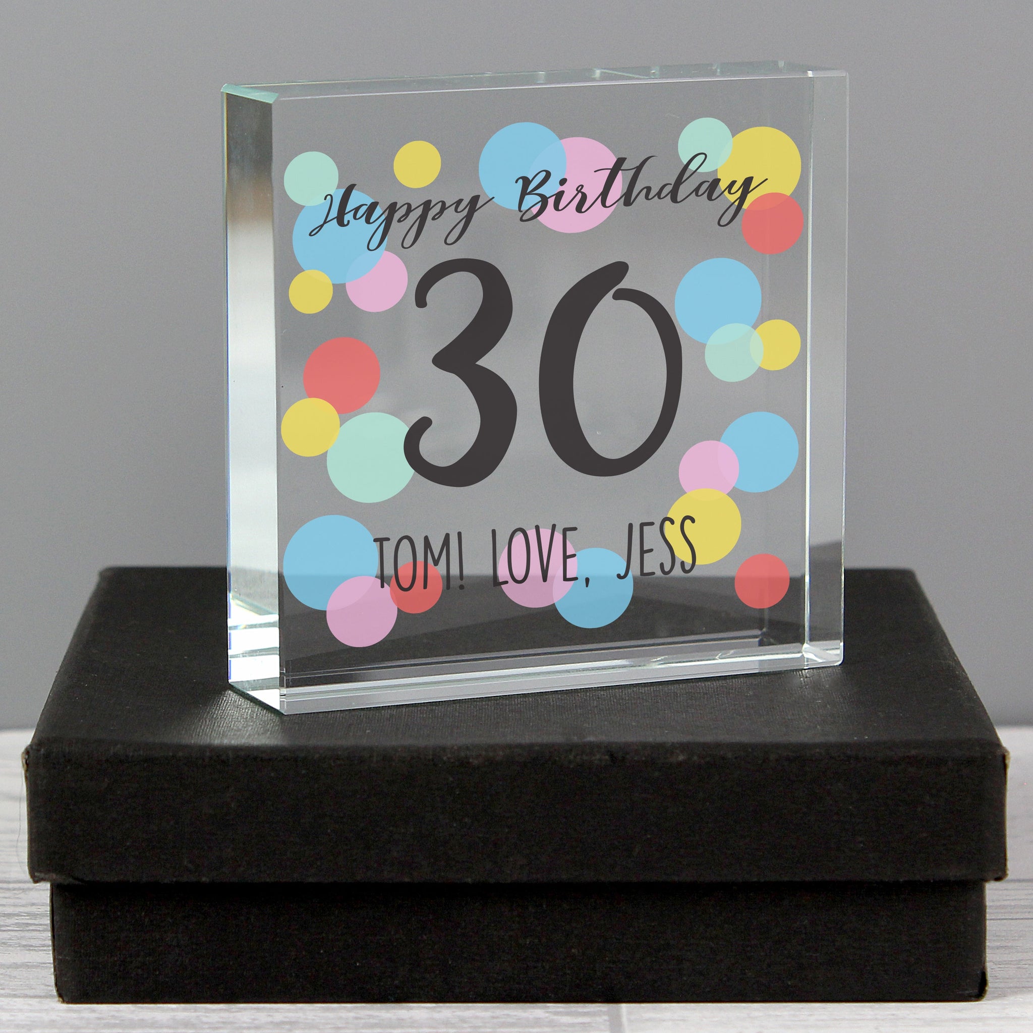 Personalised Birthday Colour Confetti Crystal Token: 4 - Crystal Tokens By Gift Moments