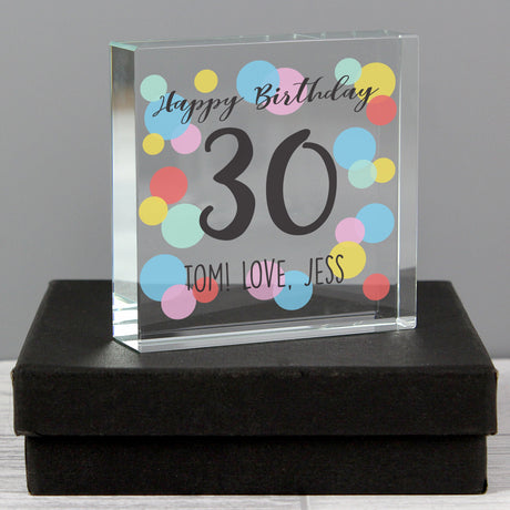 Personalised Birthday Colour Confetti Crystal Token: 4 - Crystal Tokens By Gift Moments