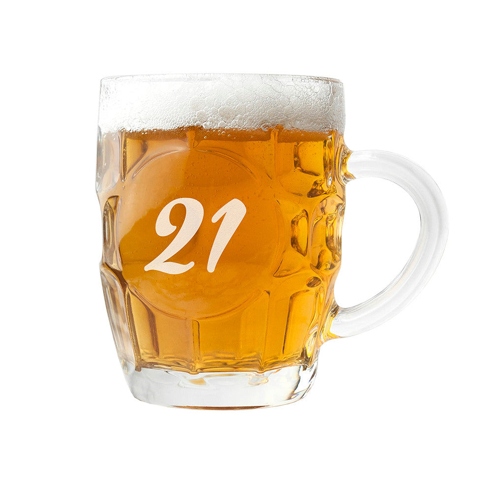 Personalised Birthday Dimpled Beer Glass: 2 - Beer Glasses By Gift Moments
