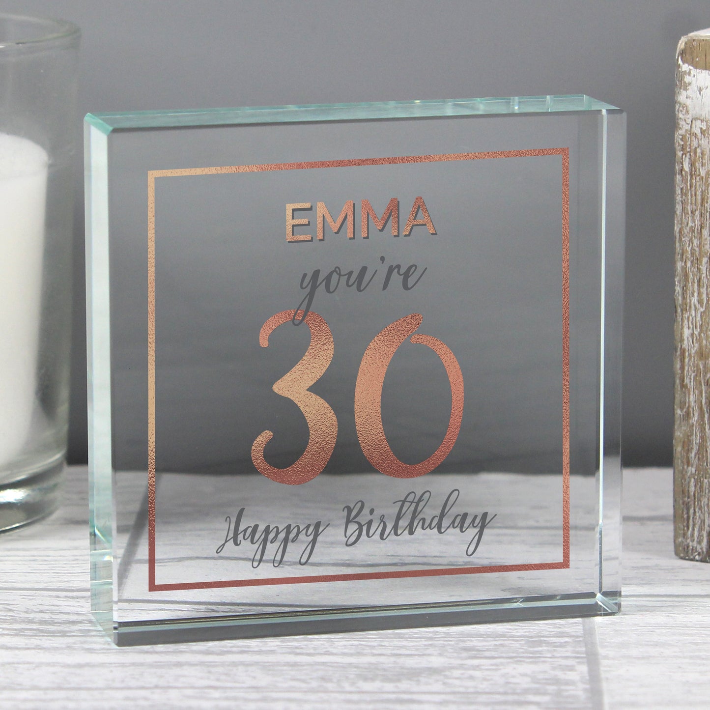 Personalised Birthday Rose Gold Crystal Token: 3 - Crystal Tokens By Gift Moments