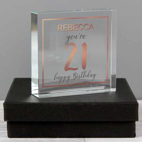 Personalised Birthday Rose Gold Crystal Token: 1 - Crystal Tokens By Gift Moments