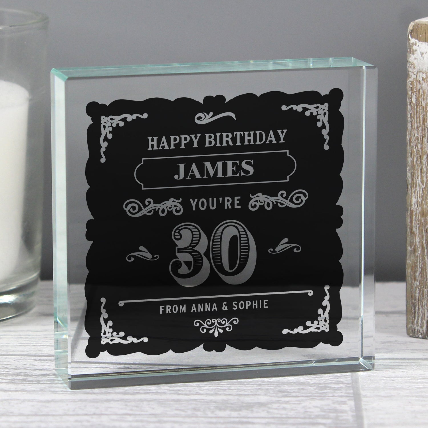 Personalised Birthday Vintage Typography Crystal Token: 5 - Crystal Tokens By Gift Moments