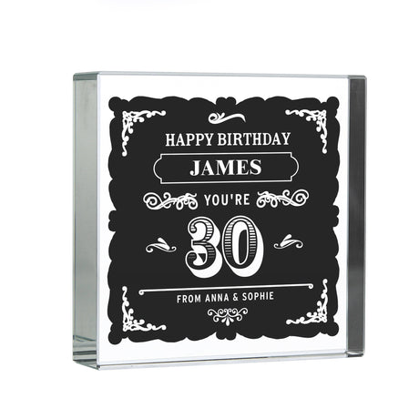 Personalised Birthday Vintage Typography Crystal Token: 6 - Crystal Tokens By Gift Moments