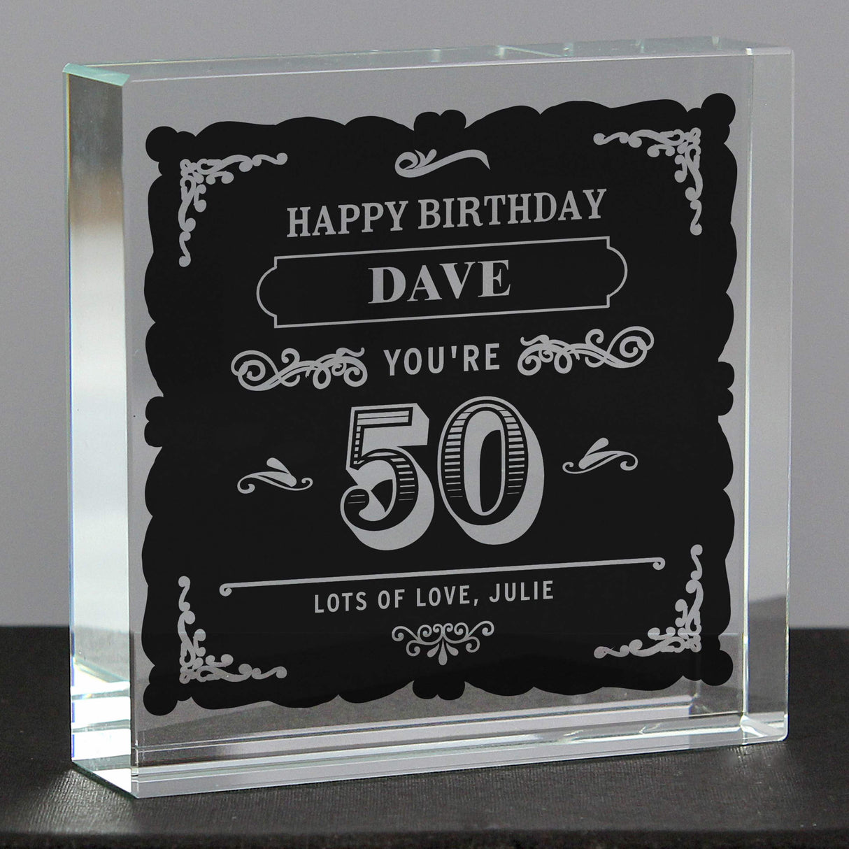 Personalised Birthday Vintage Typography Crystal Token: 3 - Crystal Tokens By Gift Moments