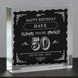 Personalised Birthday Vintage Typography Crystal Token: 3 - Crystal Tokens By Gift Moments