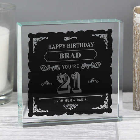 Personalised Birthday Vintage Typography Crystal Token: 2 - Crystal Tokens By Gift Moments