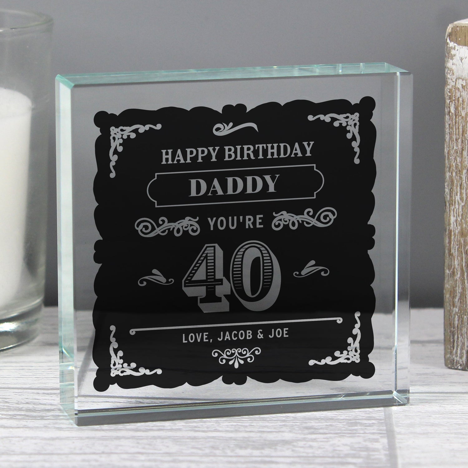 Personalised Birthday Vintage Typography Crystal Token: 4 - Crystal Tokens By Gift Moments