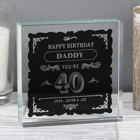 Personalised Birthday Vintage Typography Crystal Token: 4 - Crystal Tokens By Gift Moments