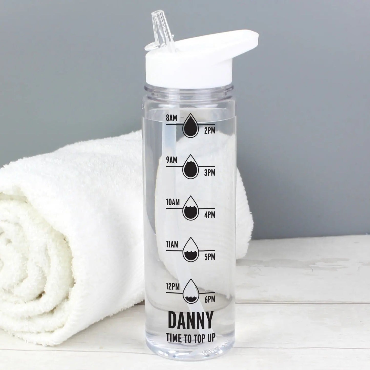 Personalised Black ’Hydration Tracker’ Water Bottle: 1 - Water Bottles By Gift Moments
