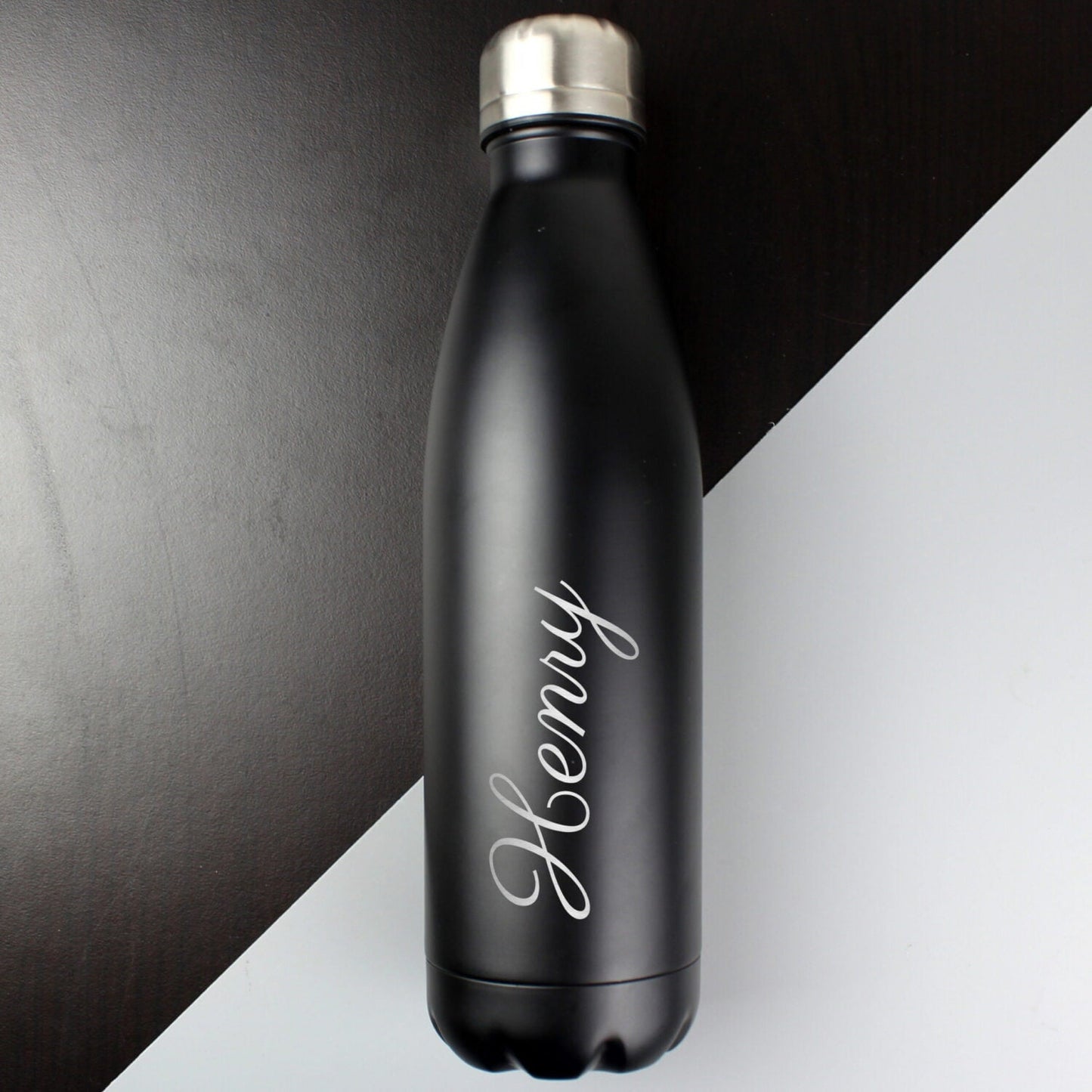 Personalised Black Metal Insulated Drinks Bottle: 2 - Water Bottles By Gift Moments