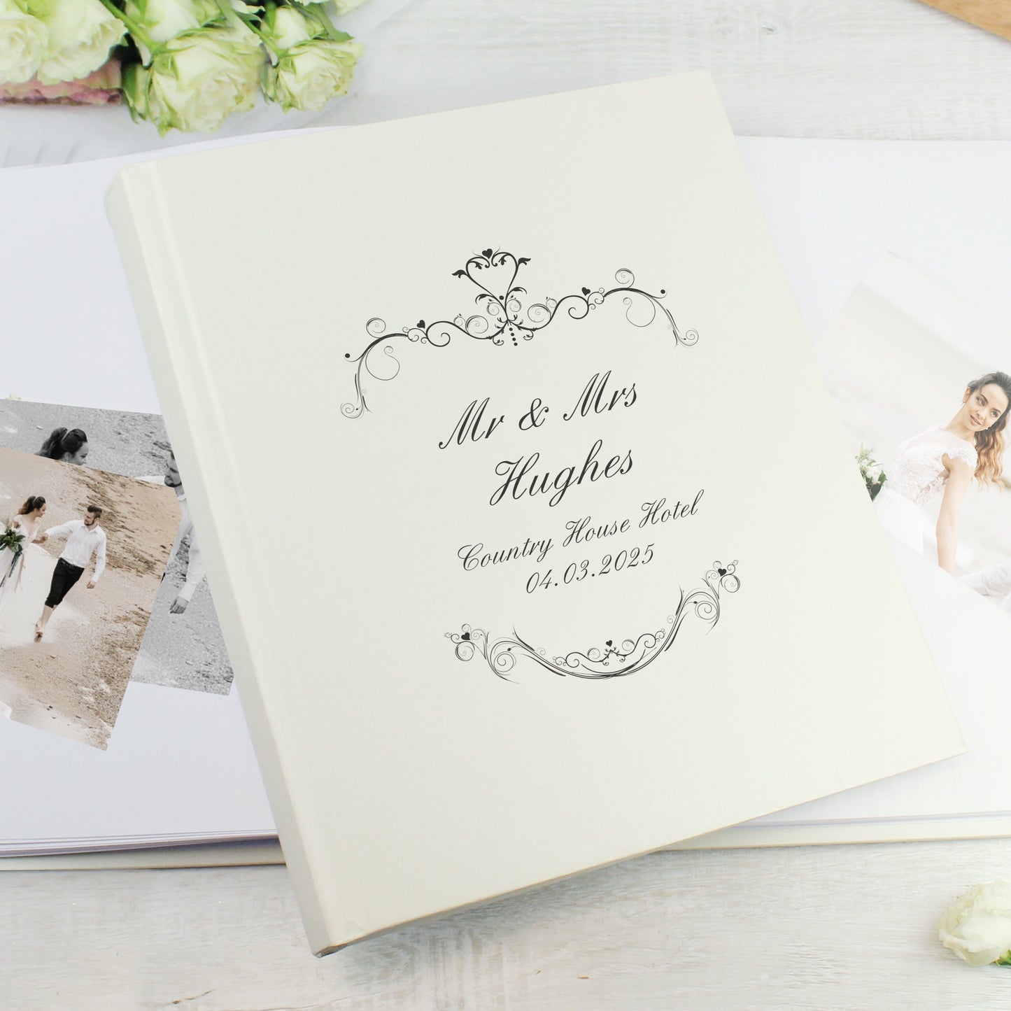 Personalised Black Ornate Swirl Traditional Photo Album: 3 - Photo Albums By Gift Moments