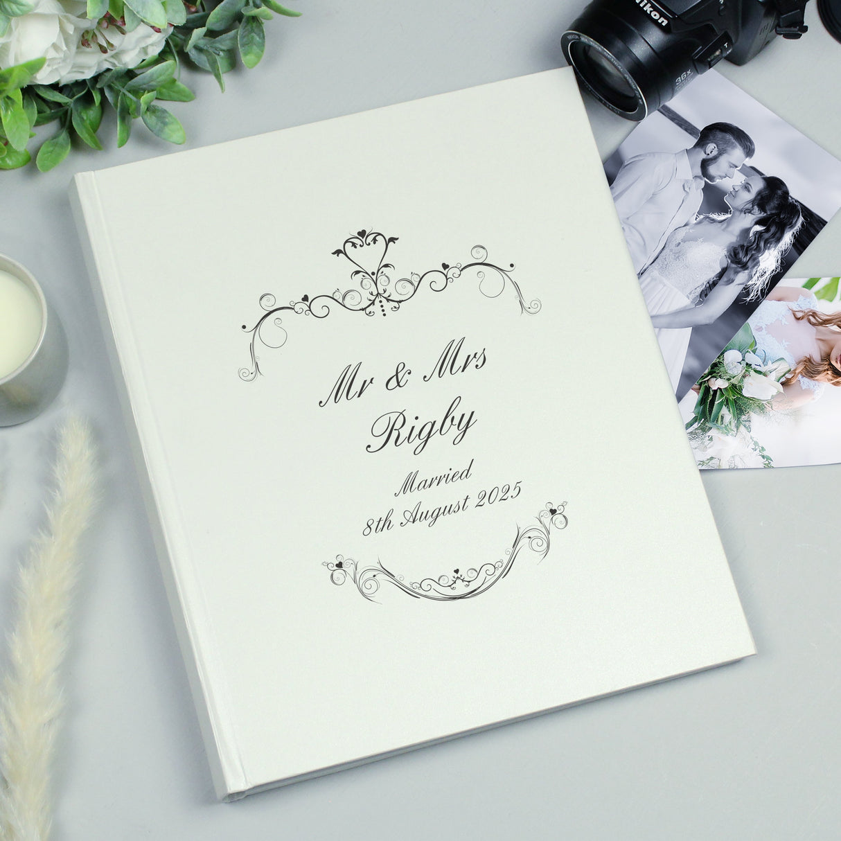 Personalised Black Ornate Swirl Traditional Photo Album: 4 - Photo Albums By Gift Moments