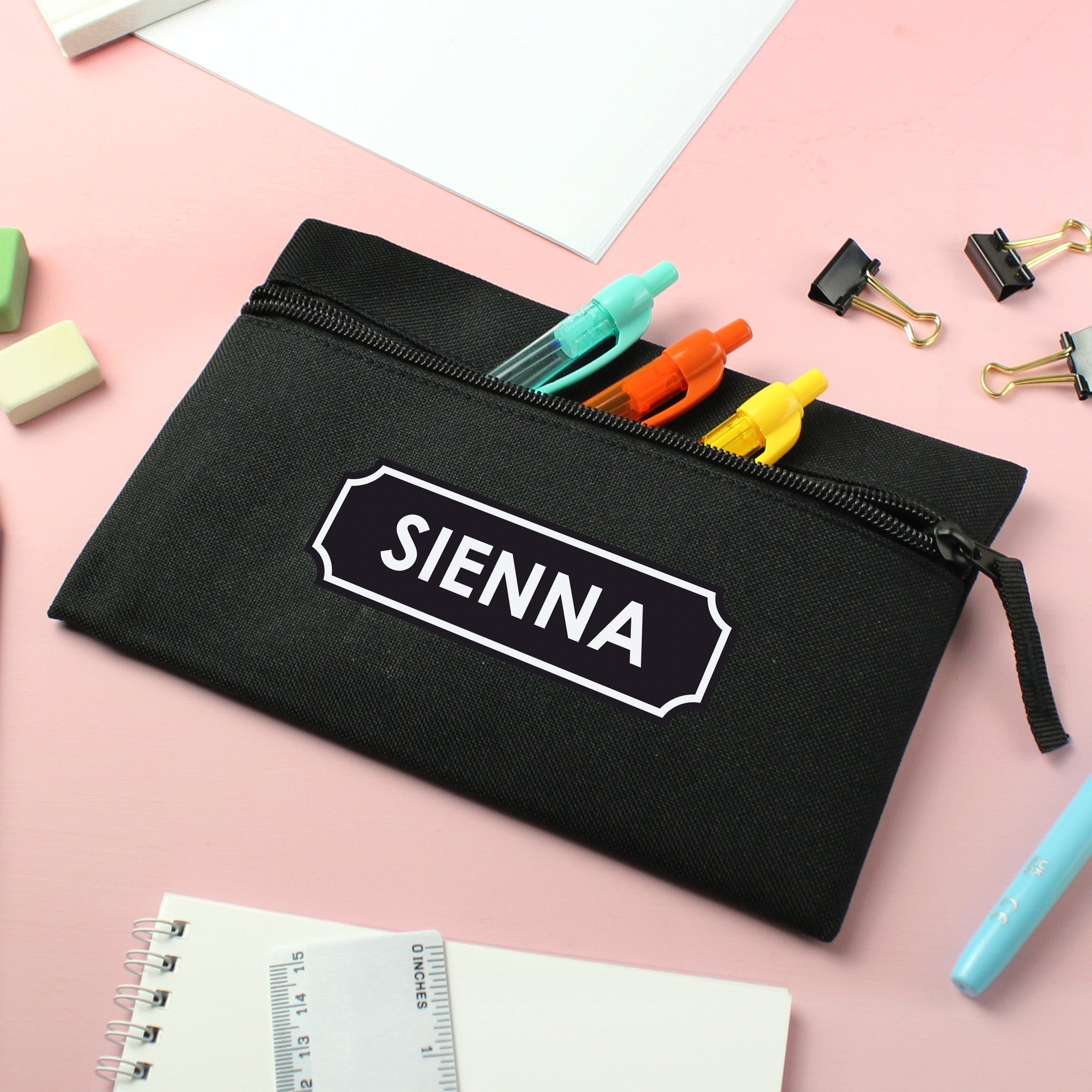 Personalised Black Pencil Case: 2 - Pencil Cases & Sets By Gift Moments