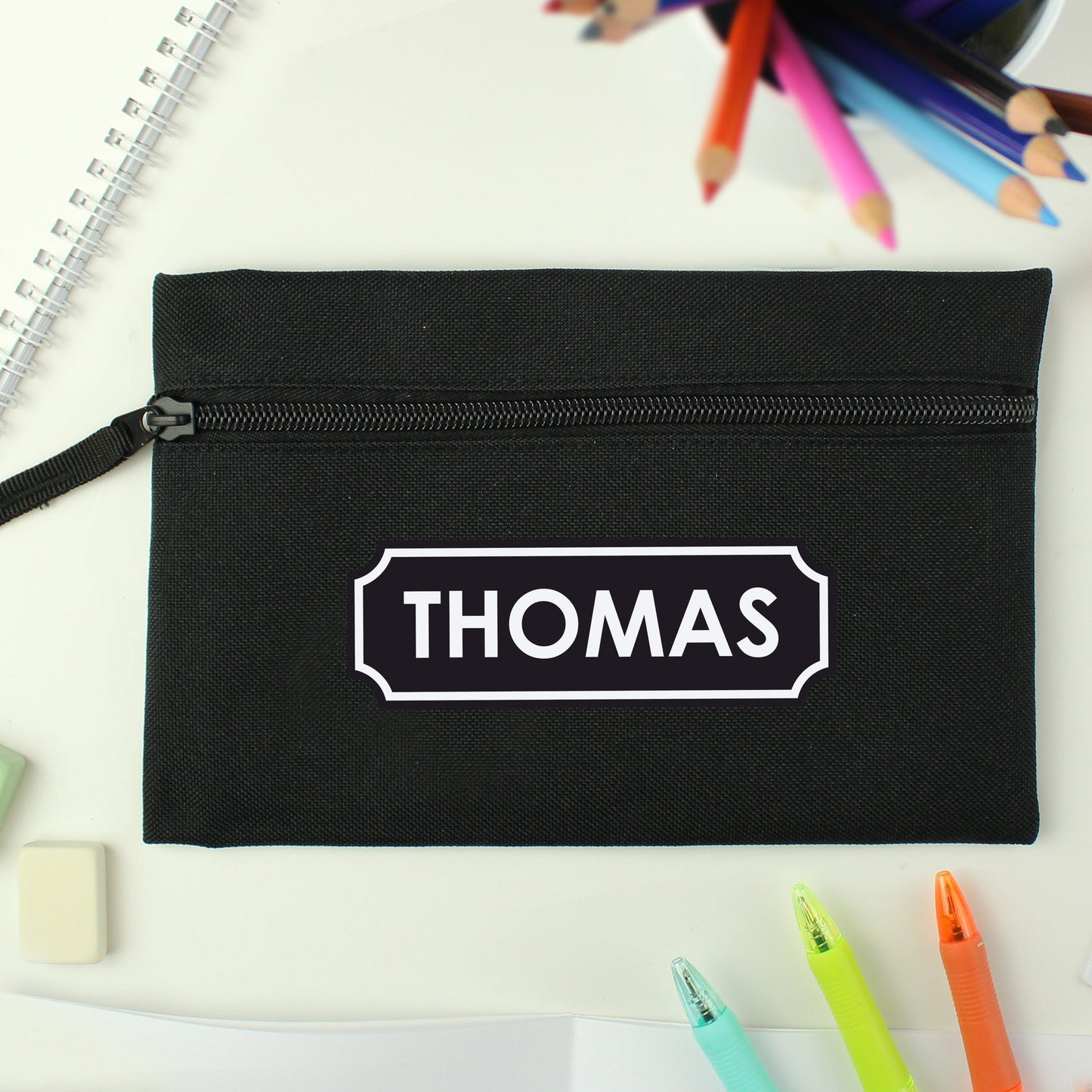 Personalised Black Pencil Case: 5 - Pencil Cases & Sets By Gift Moments