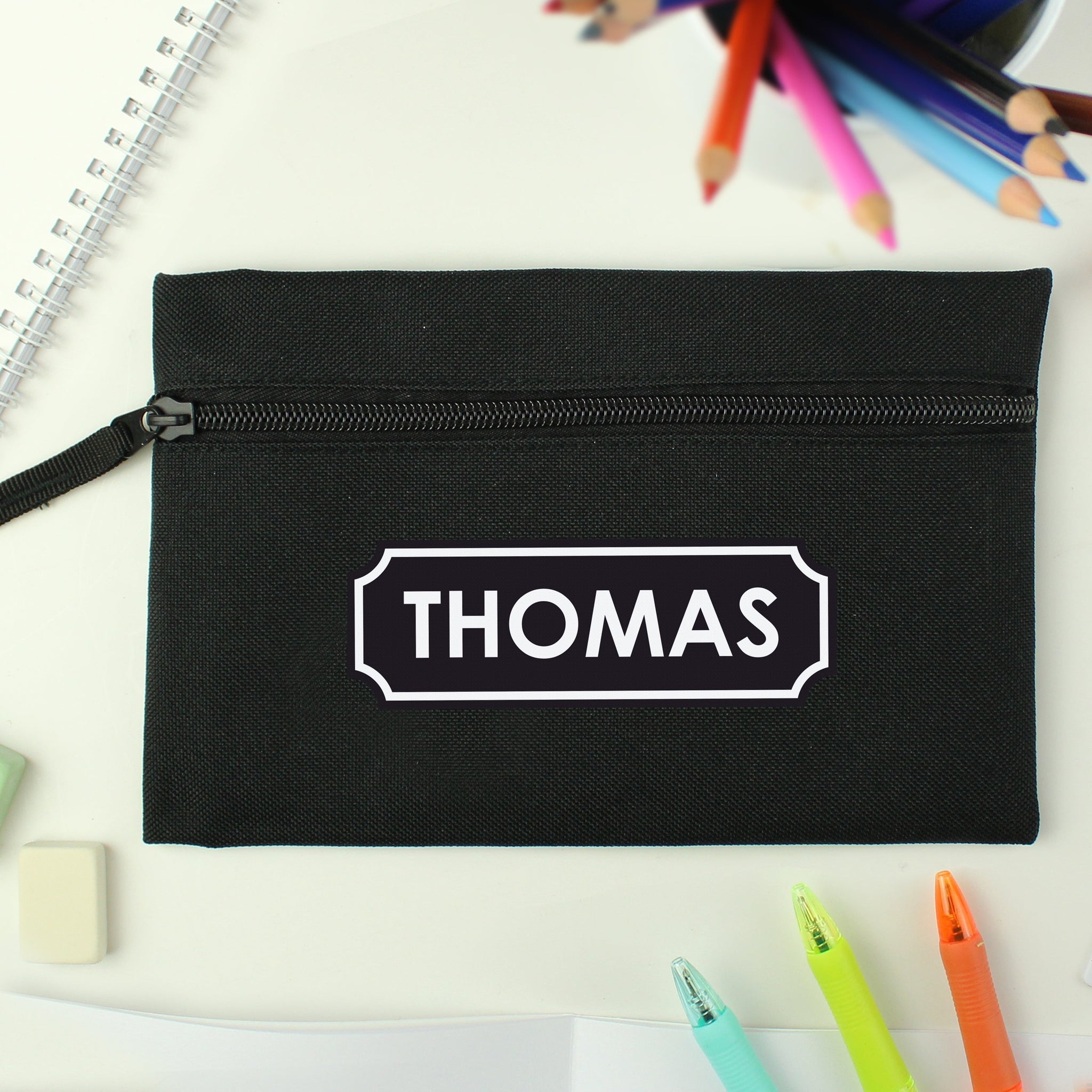 Personalised Black Pencil Case: 5 - Pencil Cases & Sets By Gift Moments