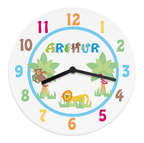 Personalised Blue Animal Alphabet Clock: 5 - Clocks By Gift Moments