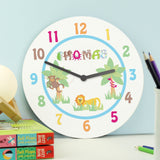 Personalised Blue Animal Alphabet Clock: 1 - Clocks By Gift Moments