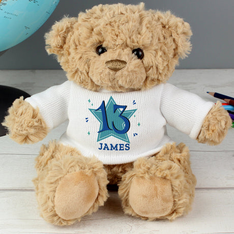 Personalised Blue Big Age Teddy Bear: 3 - Teddy Bears & Soft Toys By Gift Moments