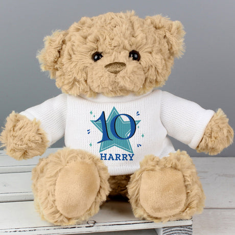Personalised Blue Big Age Teddy Bear: 1 - Teddy Bears & Soft Toys By Gift Moments