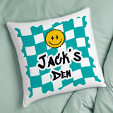 Personalised Blue Check Childrens Bedroom Cushion: 3 - Cushions By Gift Moments