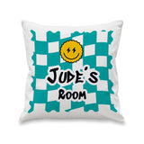 Personalised Blue Check Childrens Bedroom Cushion: 4 - Cushions By Gift Moments