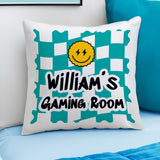 Personalised Blue Check Childrens Bedroom Cushion: 2 - Cushions By Gift Moments