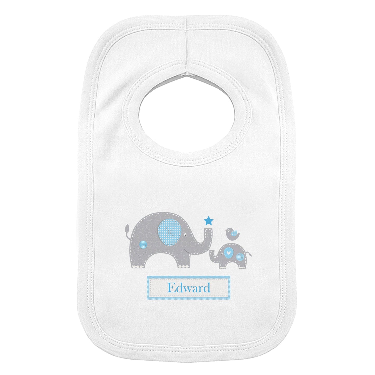 Personalised Blue Elephant 0-3 Months Baby Bib: 2 - Baby Clothing By Gift Moments