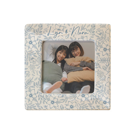 Personalised Blue Floral Ceramic 4x4 Frame: 4 - Photo Frames By Gift Moments