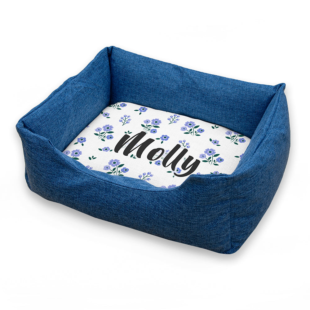 Personalised Blue Floral Comfort Dog Beds: 2 - Pet Products By Gift Moments