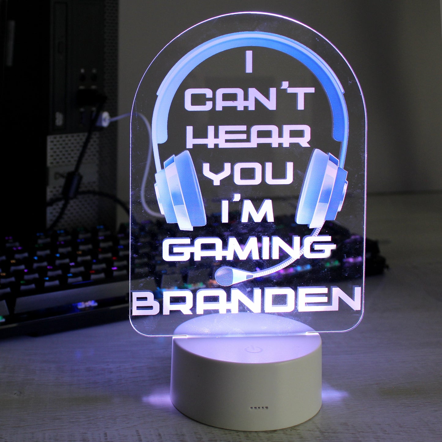 Personalised Blue Gaming LED Colour Changing Night Light: 1 - LED Lighting By Gift Moments