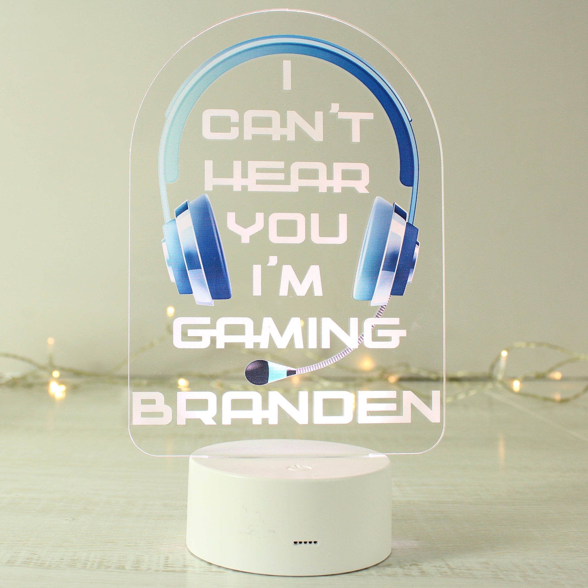 Personalised Blue Gaming LED Colour Changing Night Light: 5 - LED Lighting By Gift Moments