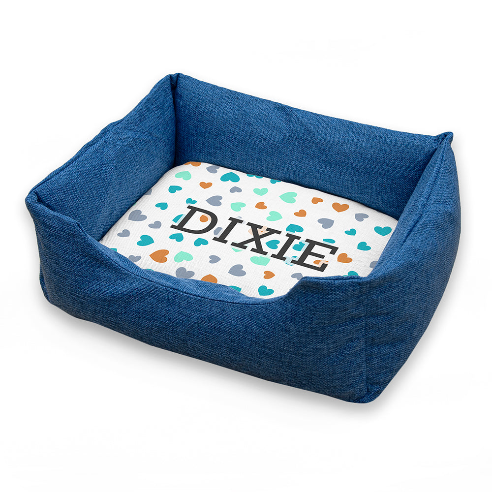 Personalised Blue Hearts Comfort Dog Beds: 2 - Pet Products By Gift Moments