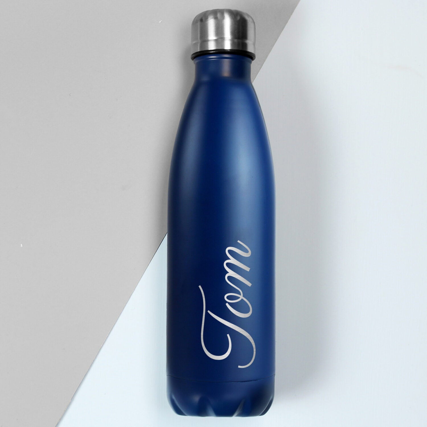 Personalised Blue Metal Insulated Drinks Bottle: 3 - Water Bottles By Gift Moments