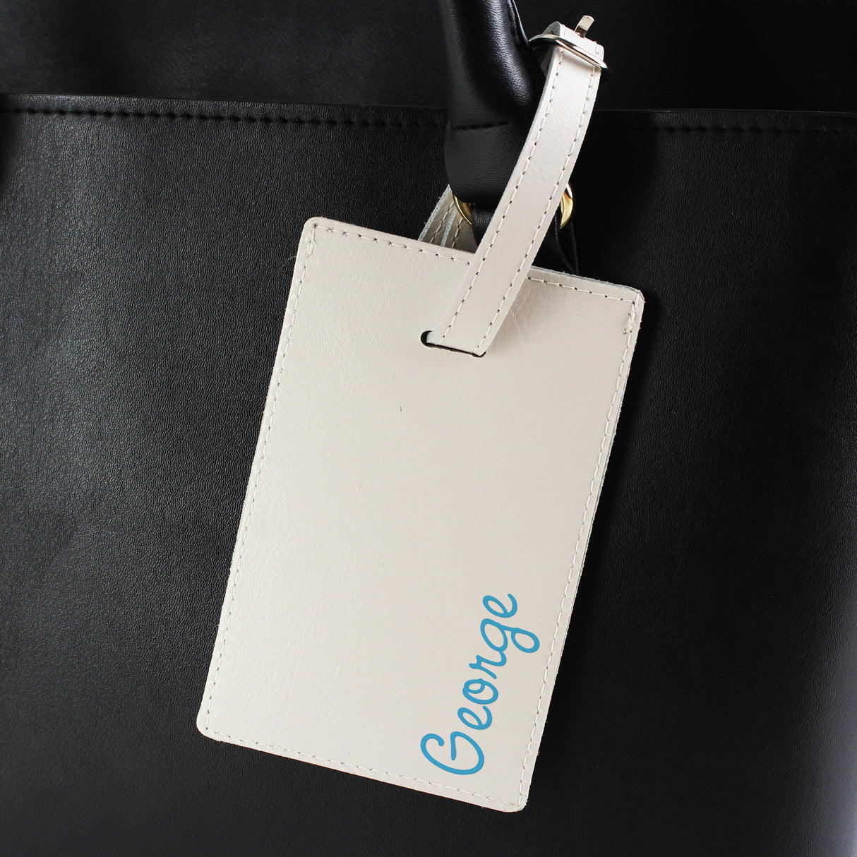 Personalised Blue Name Cream Luggage Tag: 1 - Luggage Tags By Gift Moments