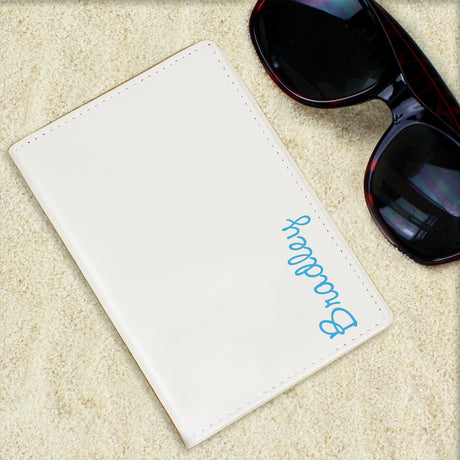 Personalised Blue Name Cream Passport Holder: 4 - Passport Holders By Gift Moments