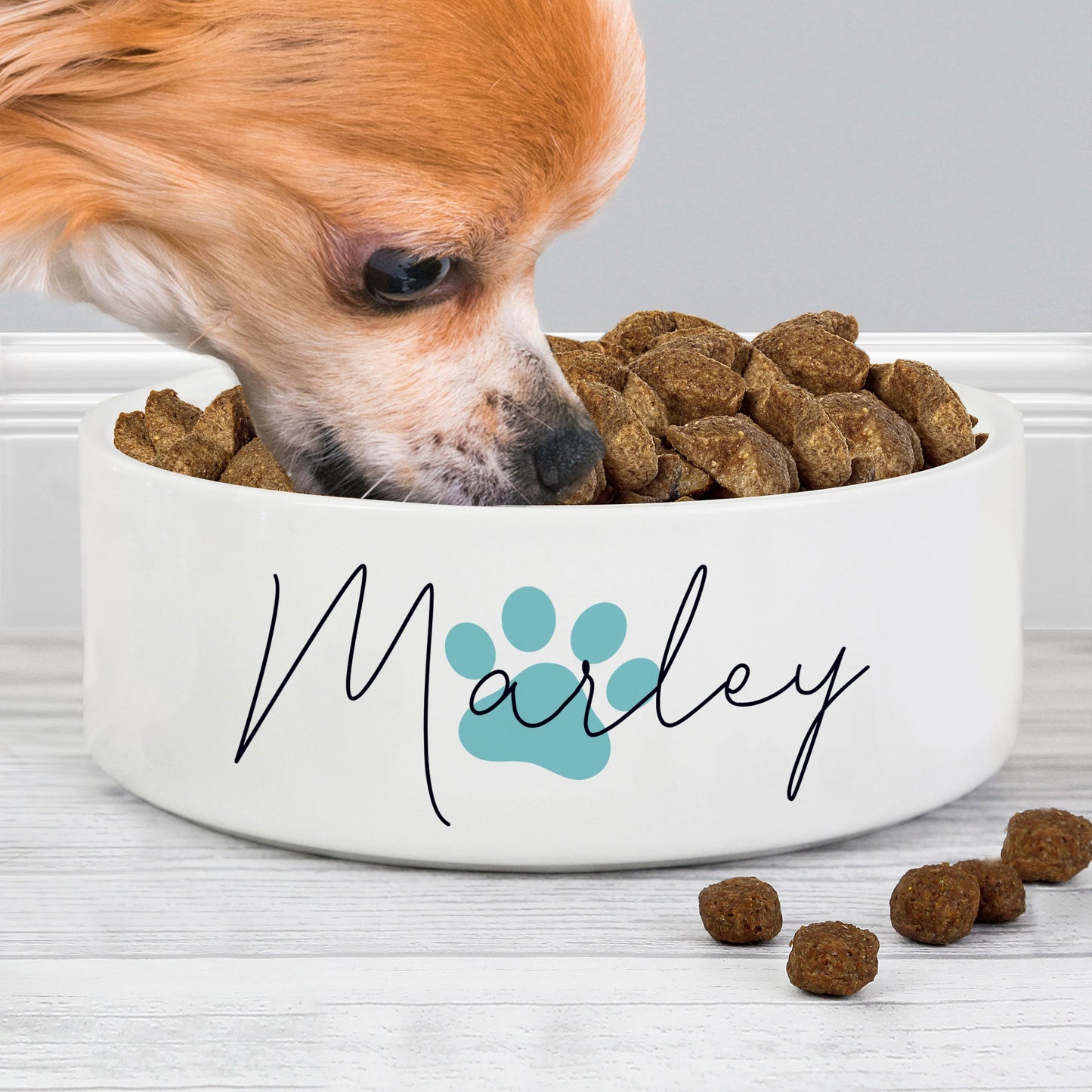 Personalised Blue Paw Print Name 14cm Medium Pet Bowl: 2 - Pet Products By Gift Moments