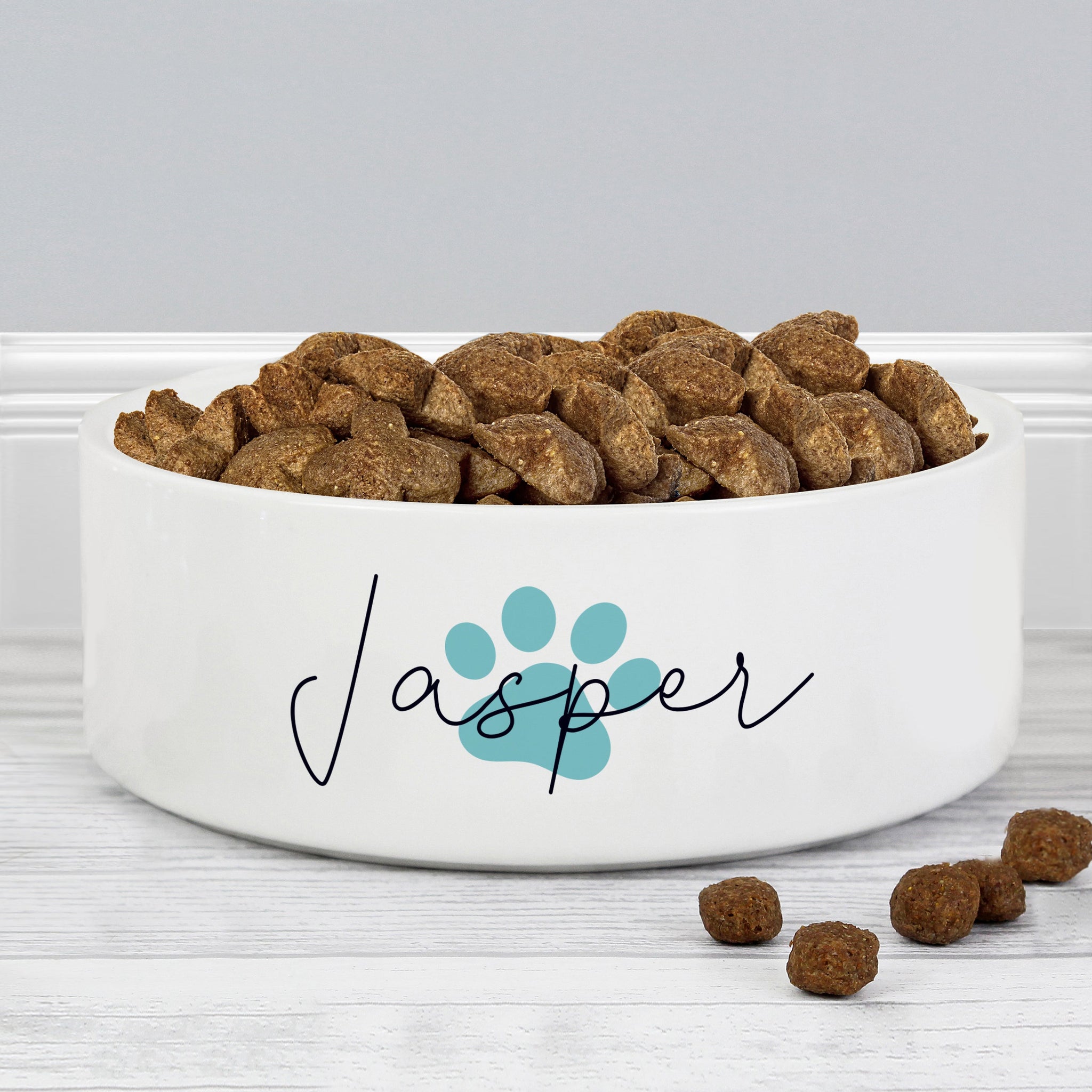 Personalised Blue Paw Print Name 14cm Medium Pet Bowl: 1 - Pet Products By Gift Moments