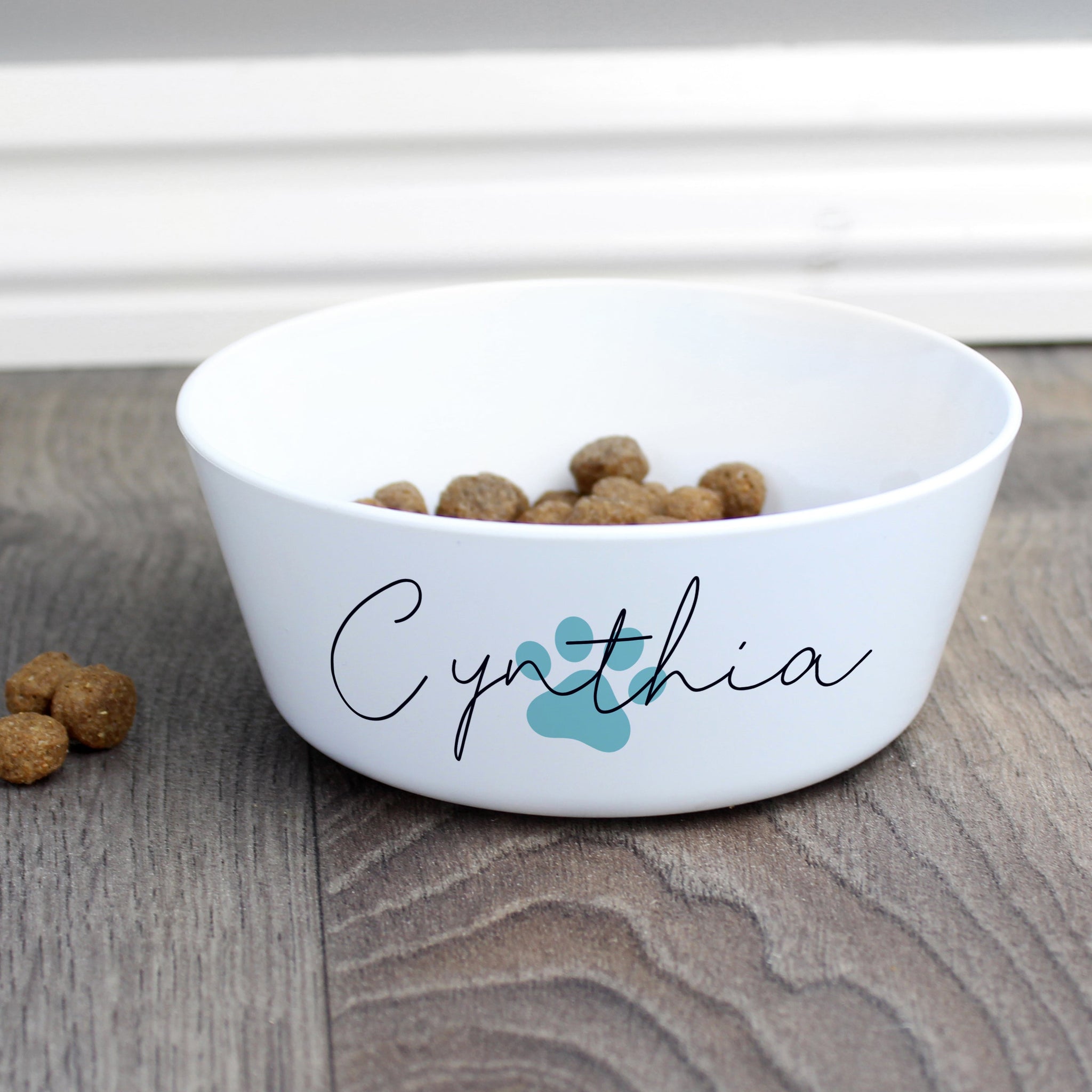 Personalised Blue Pawprint Plastic Cat Bowl: 3 - Pet Products By Gift Moments