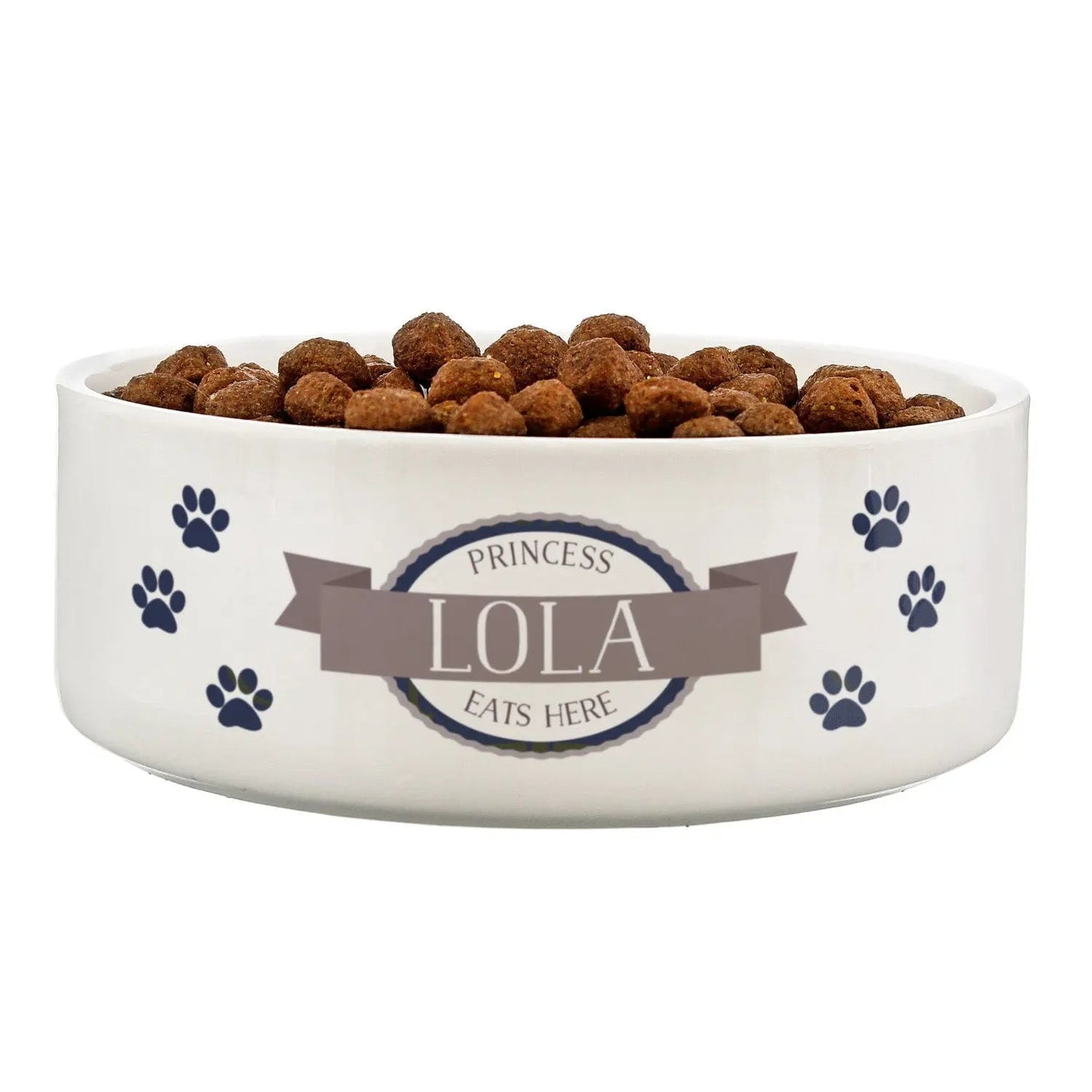Personalised Blue Paws 14cm Medium White Pet Bowl: 3 - Pet Products By Gift Moments