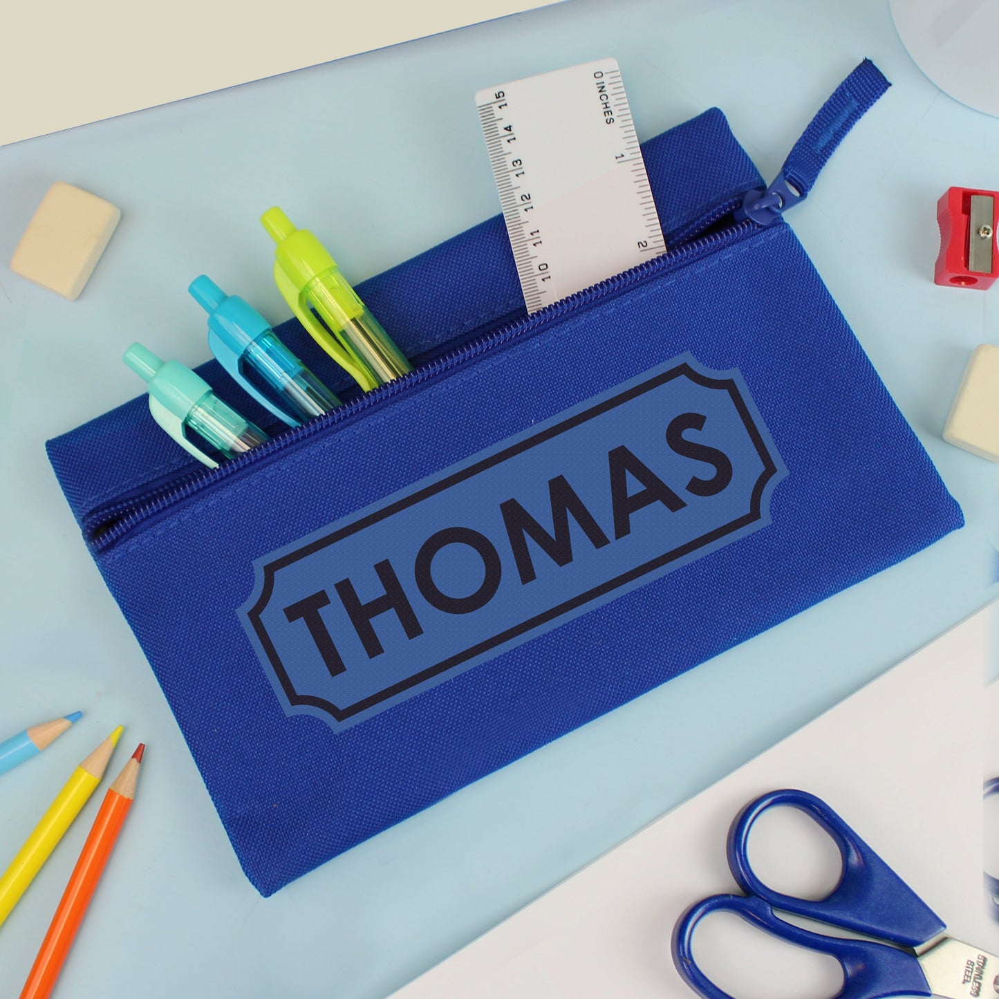 Personalised Blue Pencil Case: 4 - Pencil Cases & Sets By Gift Moments