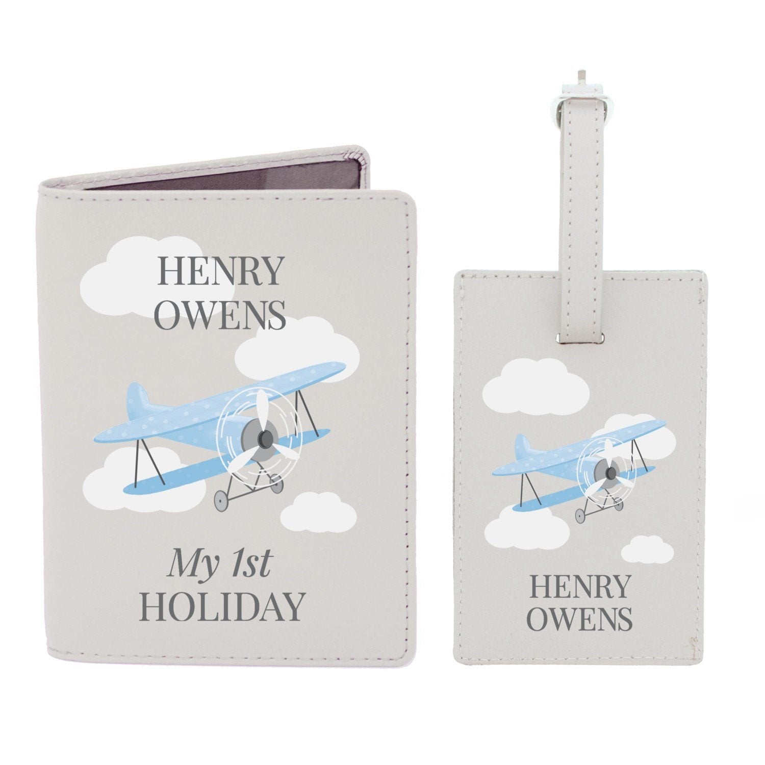 Personalised Blue Plane Passport Holder & Luggage Tag Set - Shop Passport Holders At Gift Moments - 3